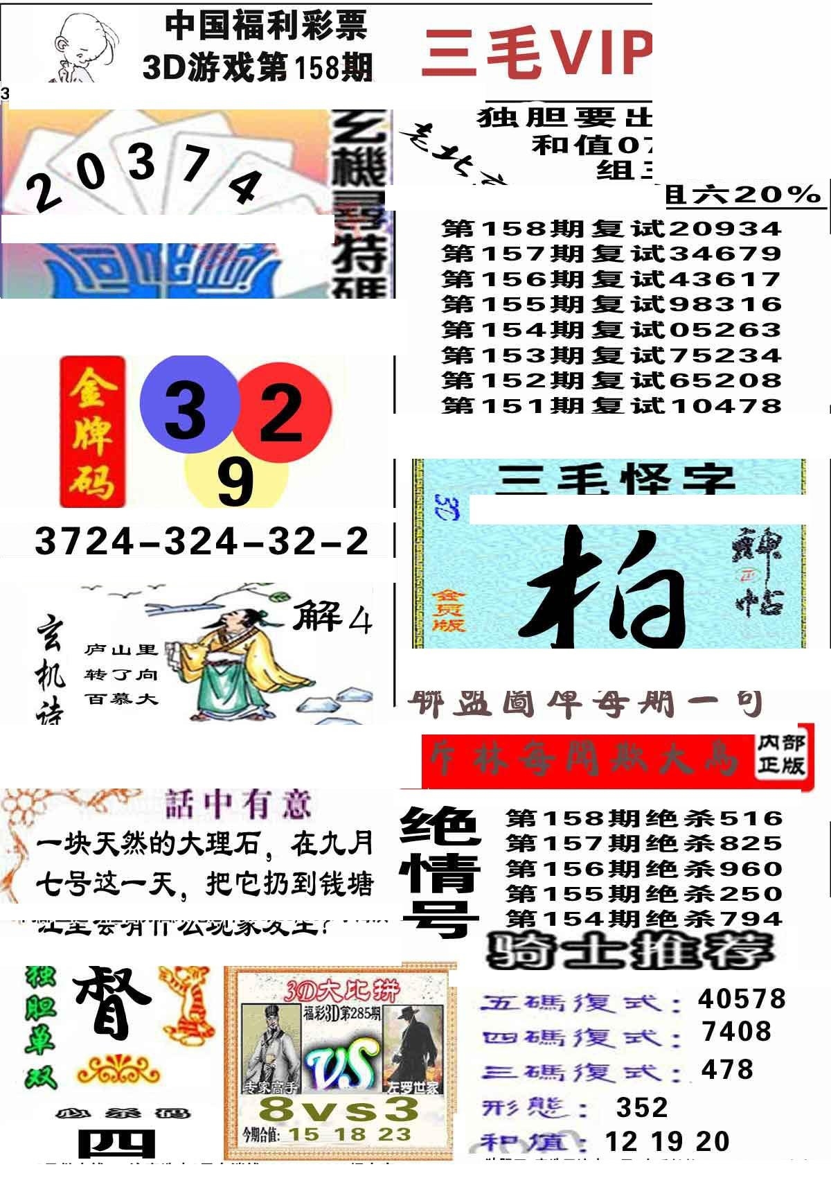 20158期福彩3d 三毛图版系列