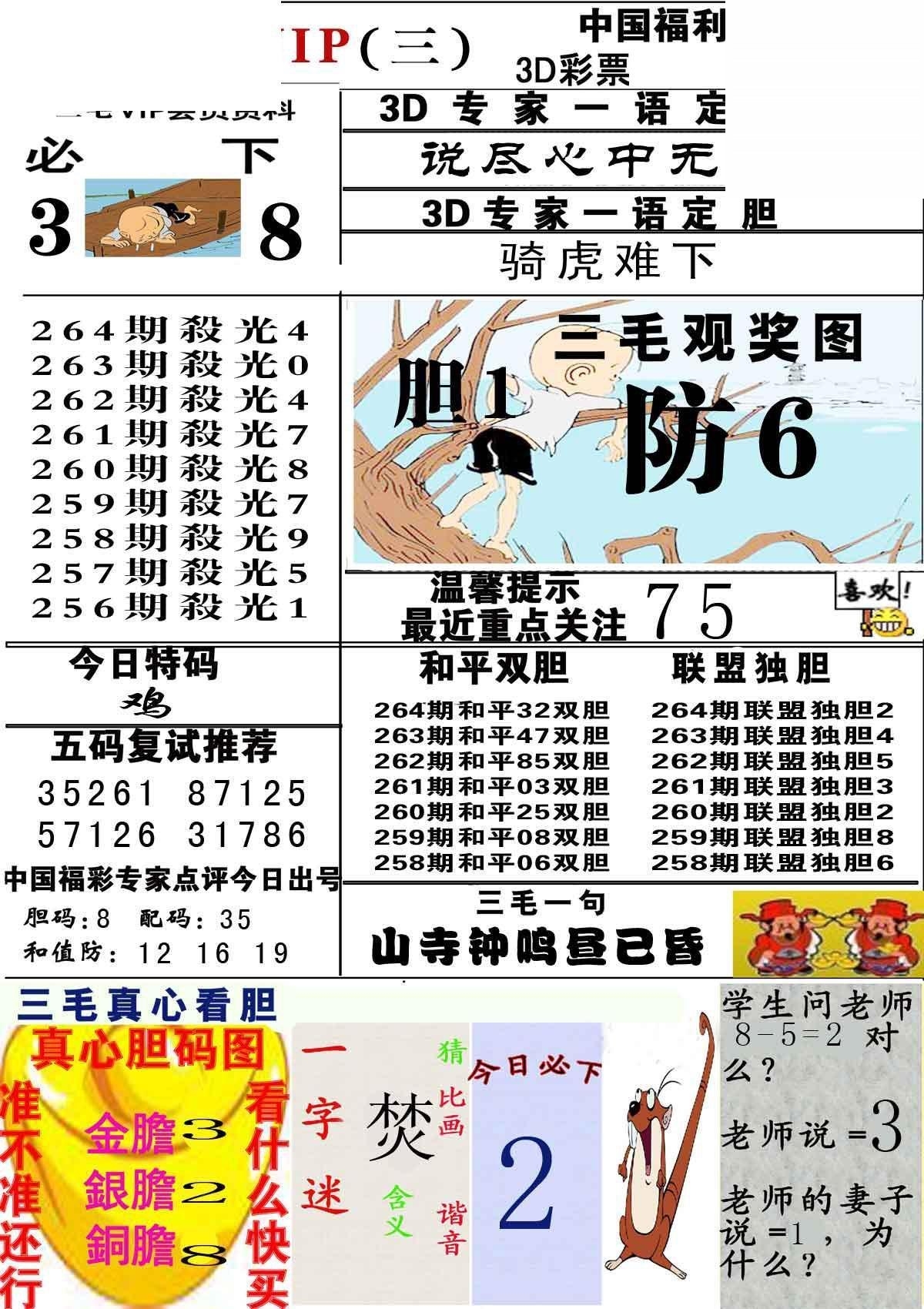 20264期福彩3d图谜 三毛图版 - 3d图库 - 为彩网 - 微