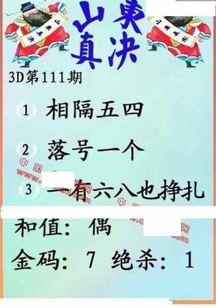 24111期: 福彩3D丹东全图分析