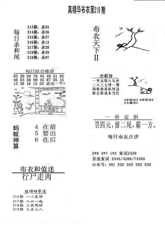 24319期: 福彩3D全套图版参考