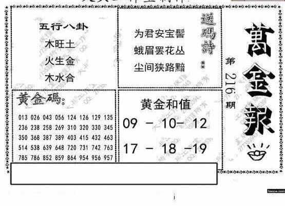 24216期: 大兵福彩3D黄金报图版