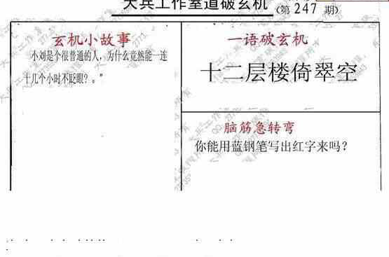 24247期: 大兵福彩3D黄金报图版