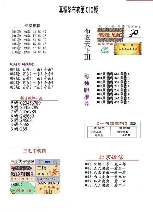 25010期: 福彩3D全套图版参考