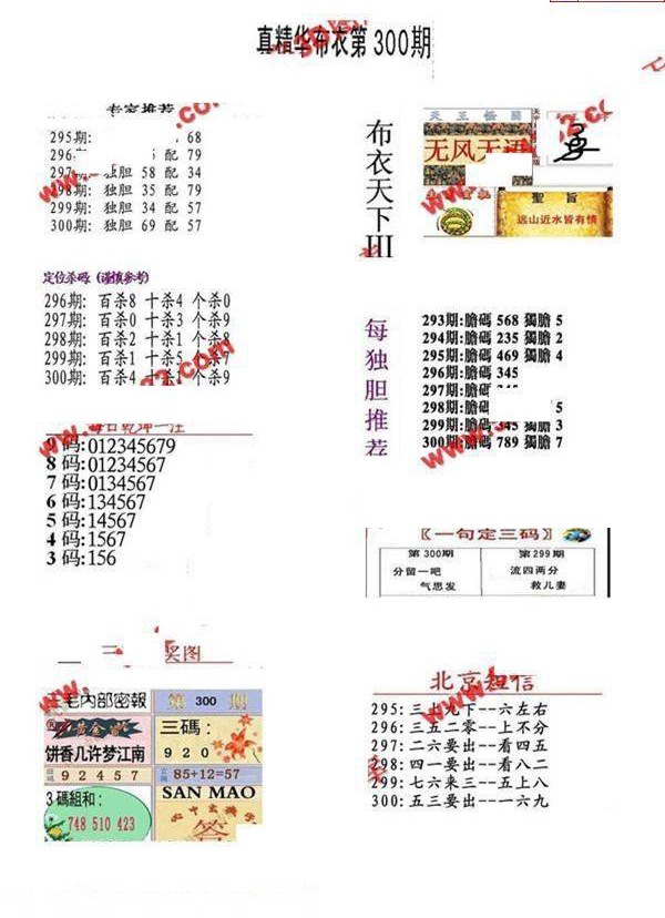 24300期: 福彩3D全套图版参考