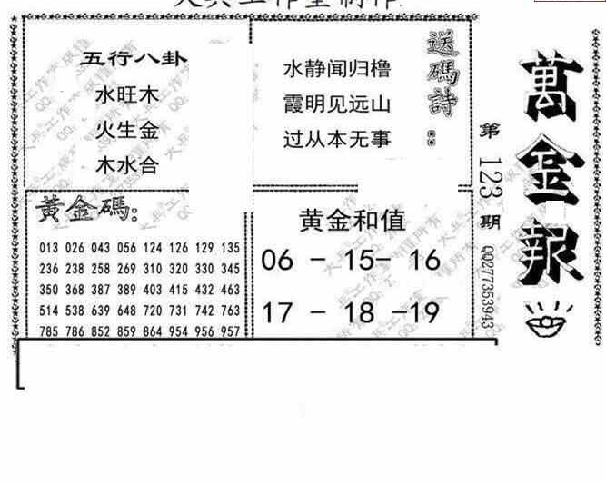 24123期: 大兵福彩3D黄金报图版