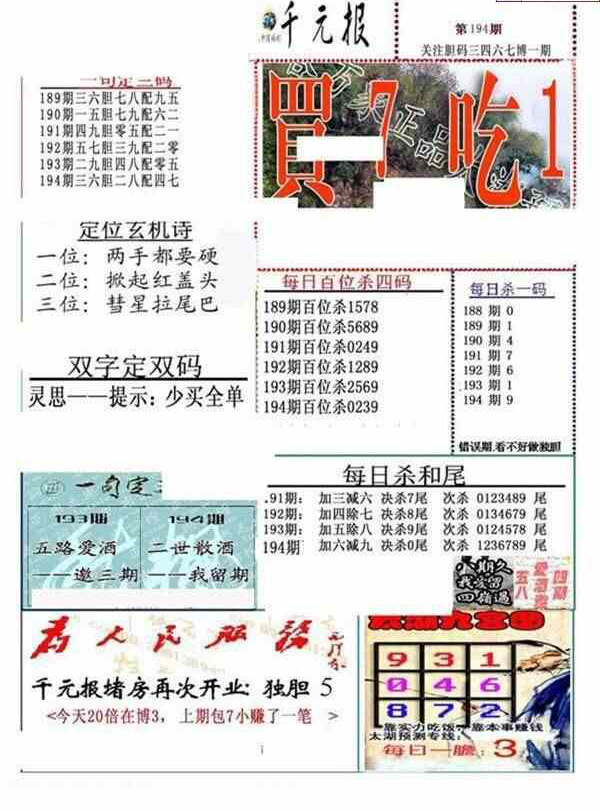 24194期: 福彩3D全套图版参考