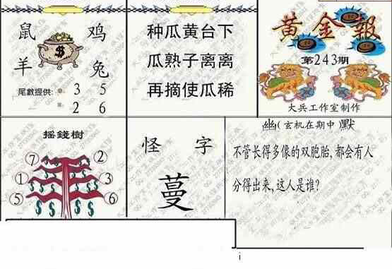 24243期: 大兵福彩3D黄金报图版