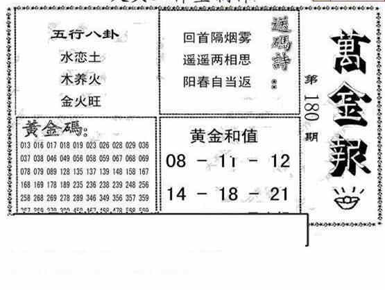 24180期: 大兵福彩3D黄金报图版