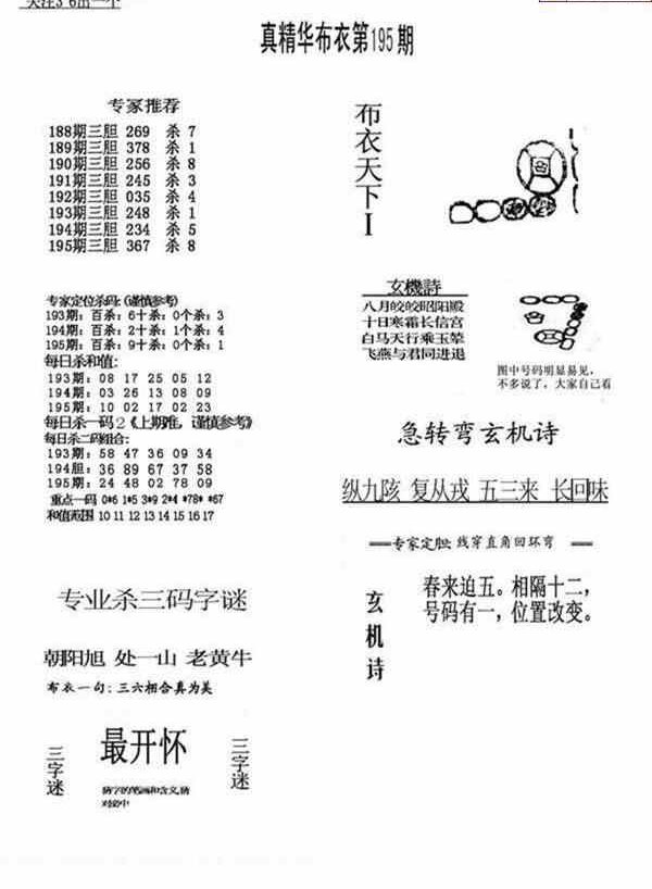 24195期: 福彩3D全套图版参考