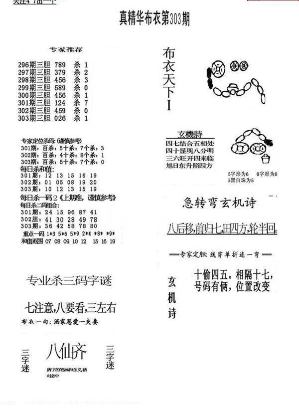 24303期: 福彩3D全套图版参考