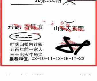 24263期: 福彩3D丹东全图分析