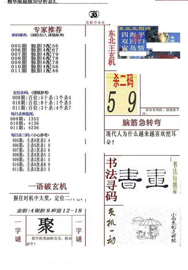 25011期: 福彩3D全套图版参考