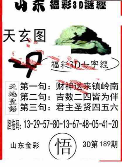 24189期: 福彩3D丹东全图分析