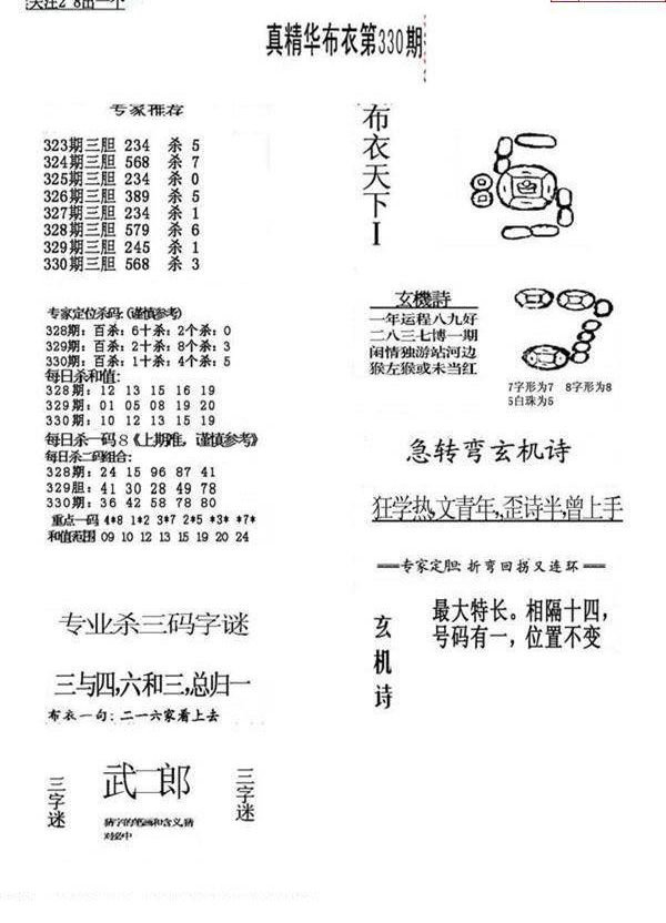 24330期: 福彩3D全套图版参考