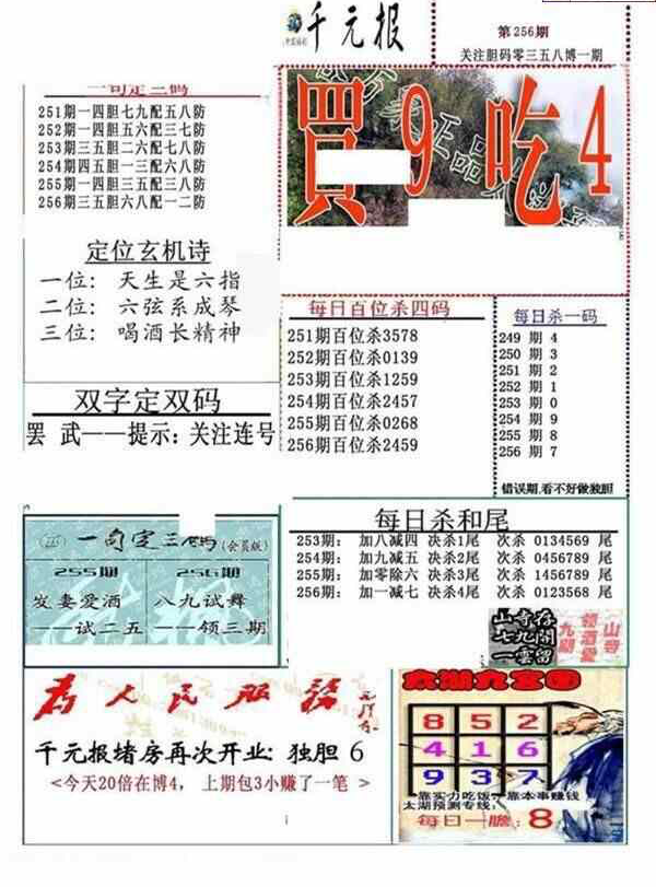 24256期: 福彩3D全套图版参考