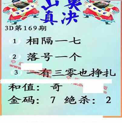 24169期: 福彩3D丹东全图分析