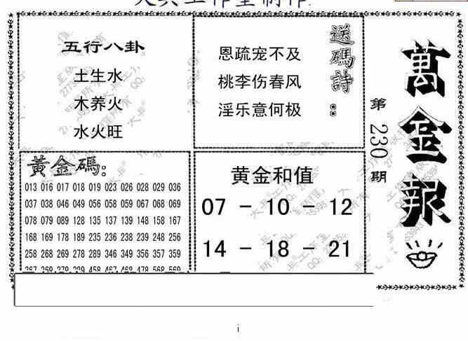 24230期: 大兵福彩3D黄金报图版