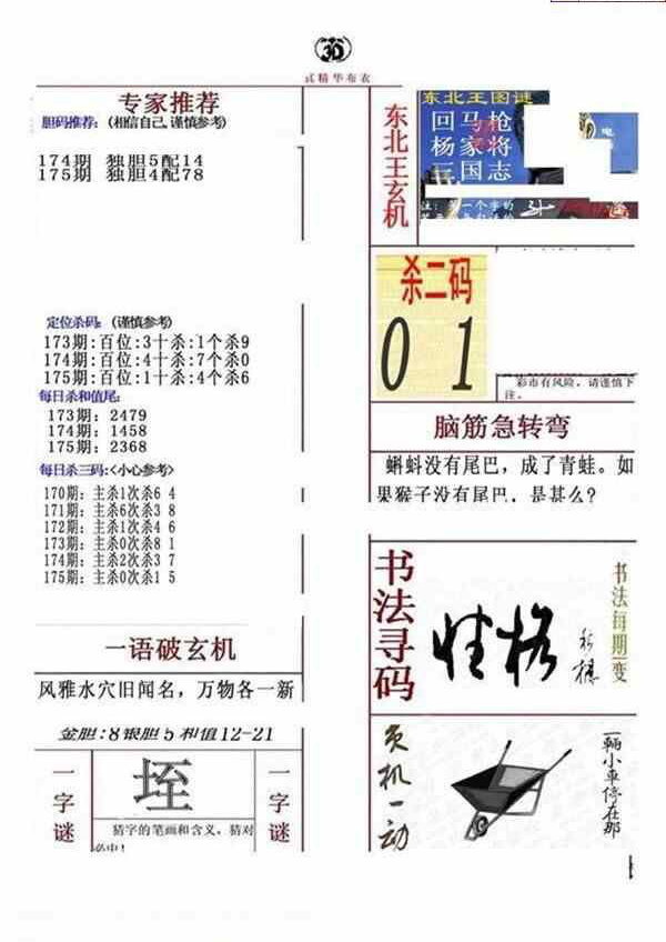 24175期: 福彩3D全套图版参考