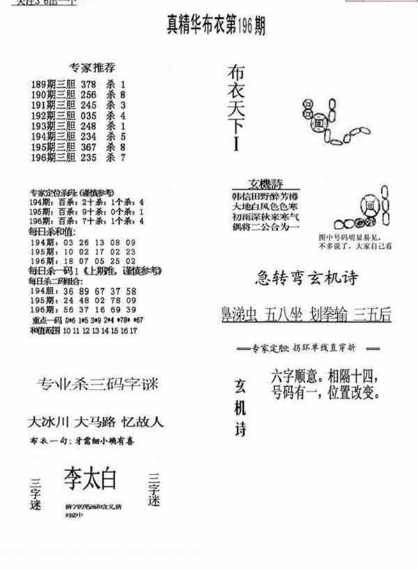 24196期: 福彩3D全套图版参考