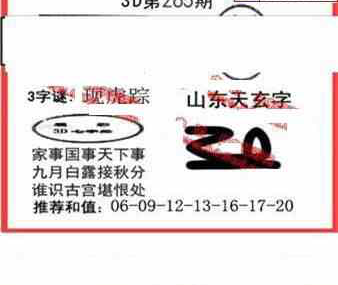 24265期: 福彩3D丹东全图分析