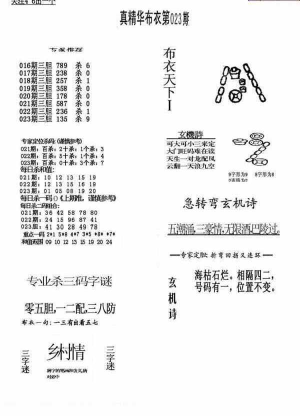 25023期: 福彩3D全套图版参考