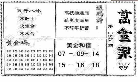 24085期: 大兵福彩3D黄金报图版