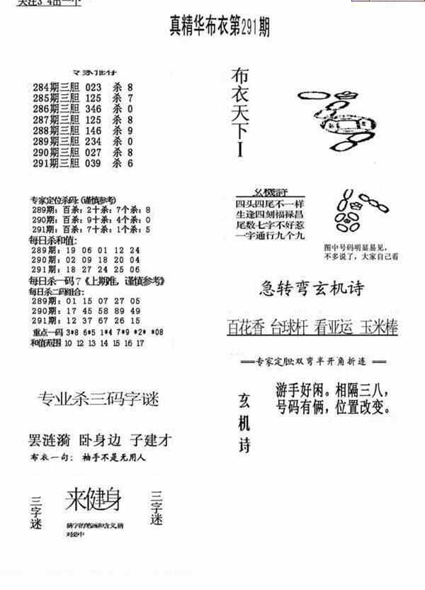 24291期: 福彩3D全套图版参考