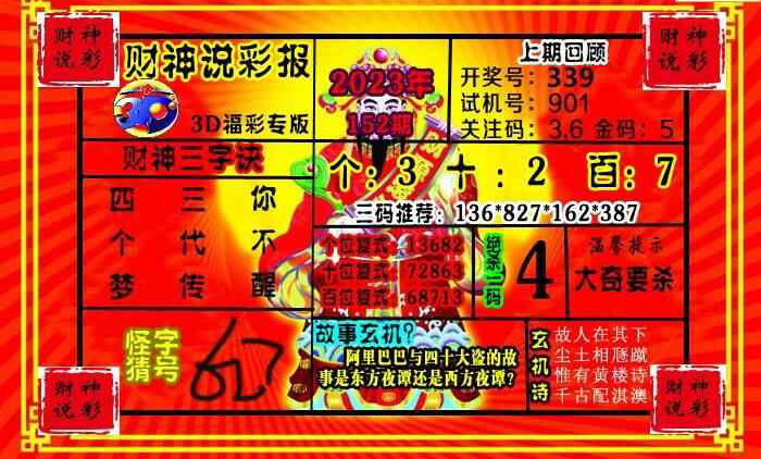 23152期: 财神说彩3D全套图版